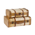 Mala de viagem vintage bege e dourado