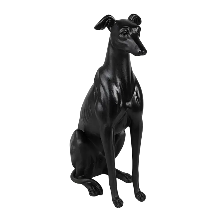 Estatua de cão em preto