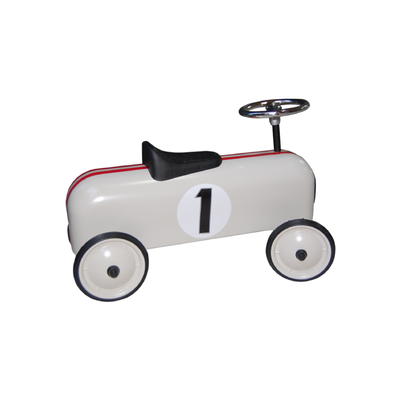 Carrinho de corrida vintage bege