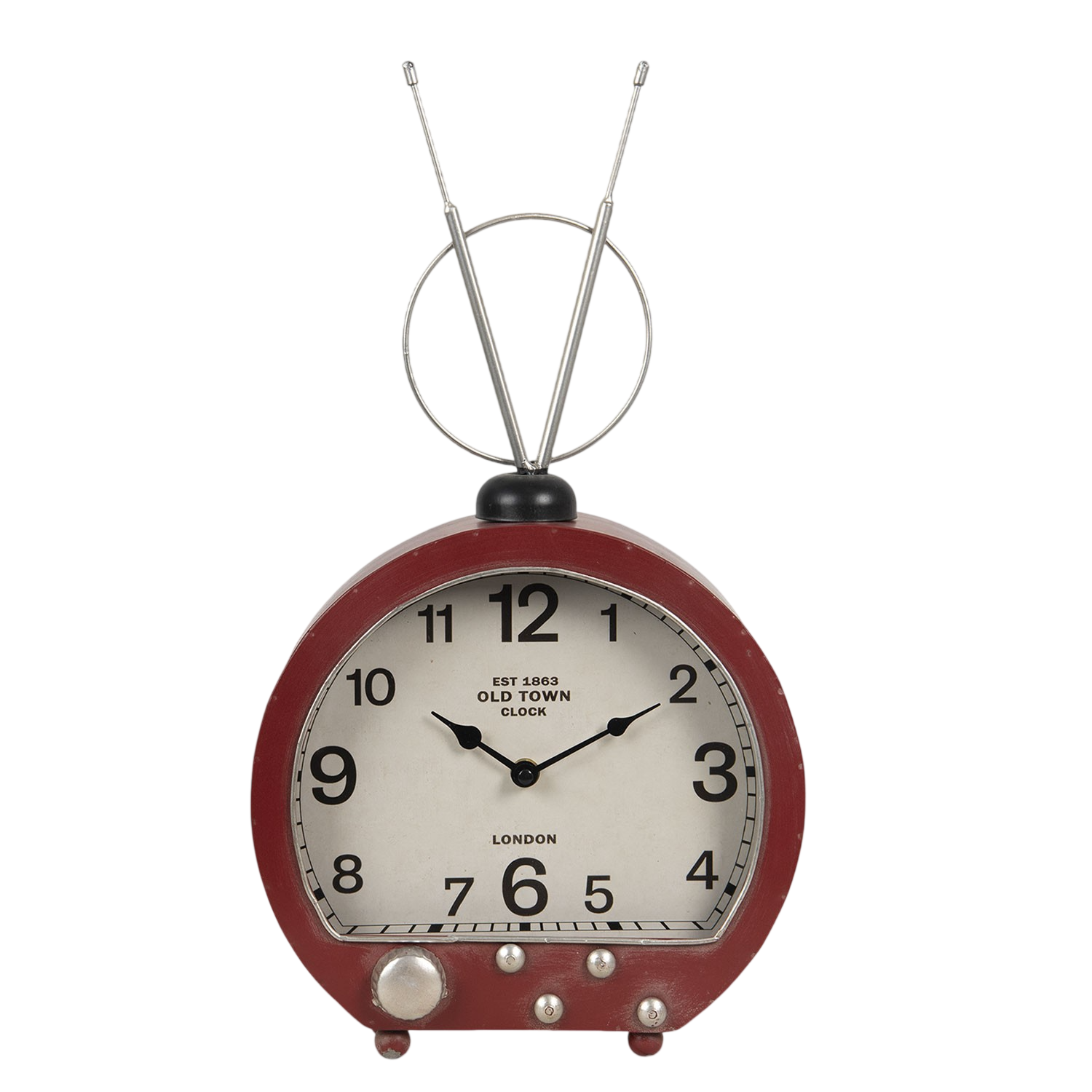 Relógio em metal vermelho com antena