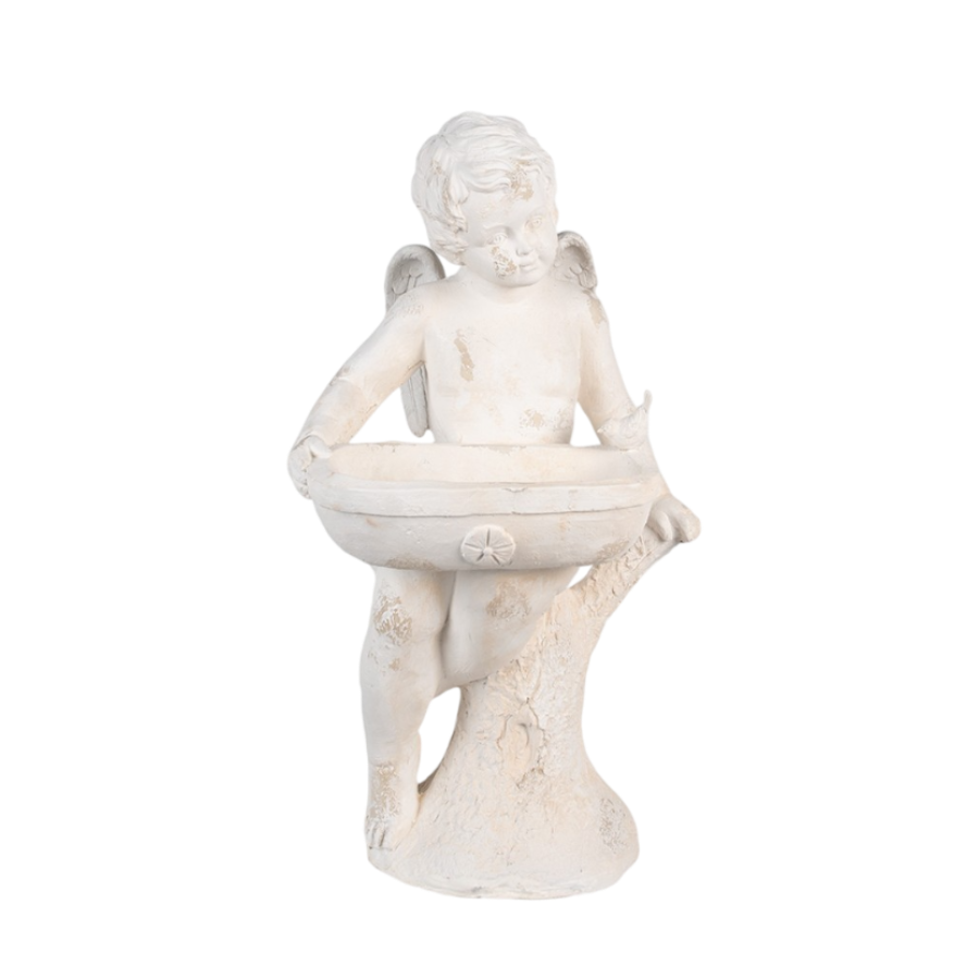 Estátua de anjo com uma taça na mão