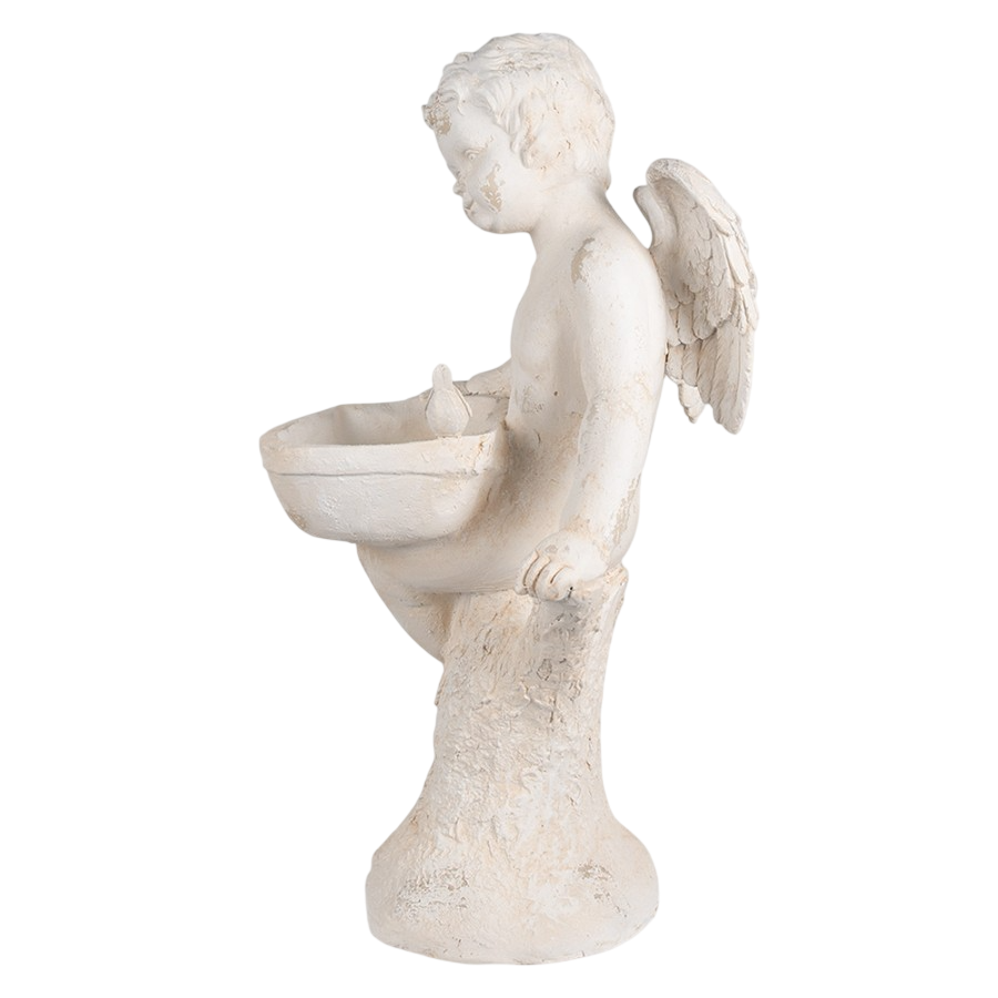 Estátua de anjo com uma taça na mão
