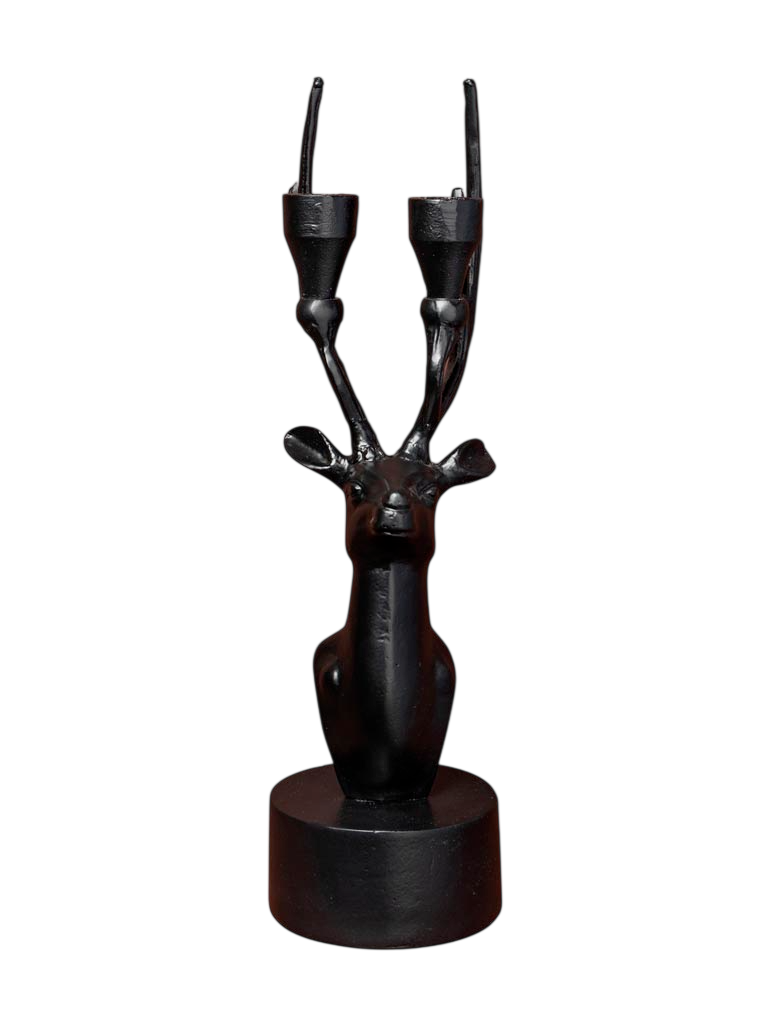 Candelabro cabeça de veado em preto