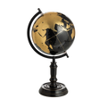 Globo com pé em madeira preto e dourado