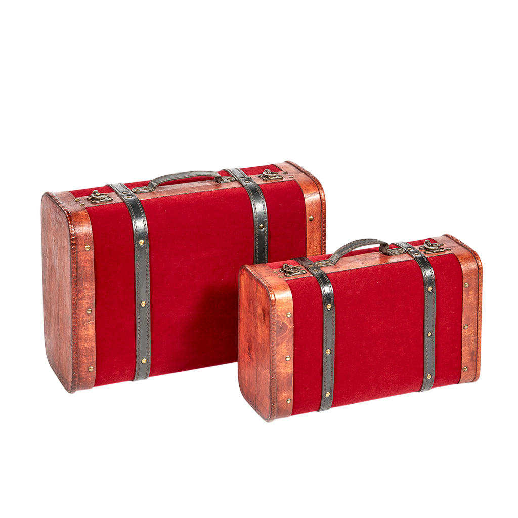 Mala de viagem vintage veludo vermelho