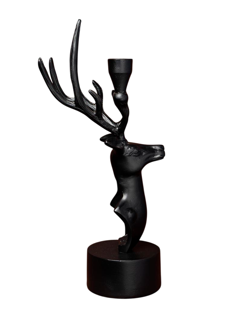 Candelabro cabeça de veado em preto