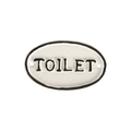 Placa metálica branca "Toilet"